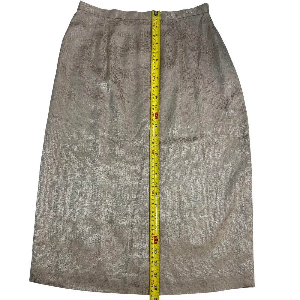 Adrianna Papell Womens 10‎ Silk Midi Pencil Skirt Champagne Gold Metallic Sz 10